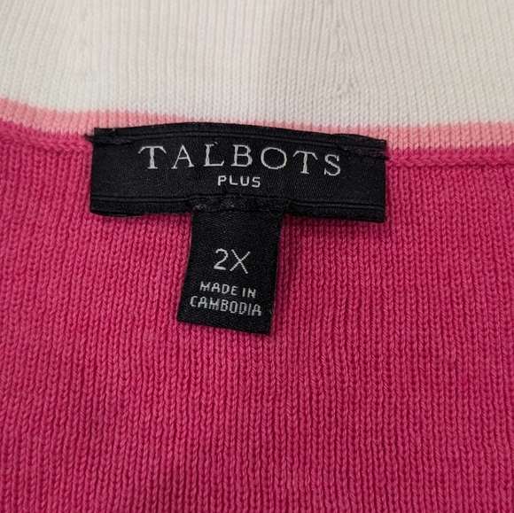 Talbots Plus Woman Pink Knit Top Blouse Crewneck Short Sleeve Stretchy Comfy 2X - Picture 8 of 9